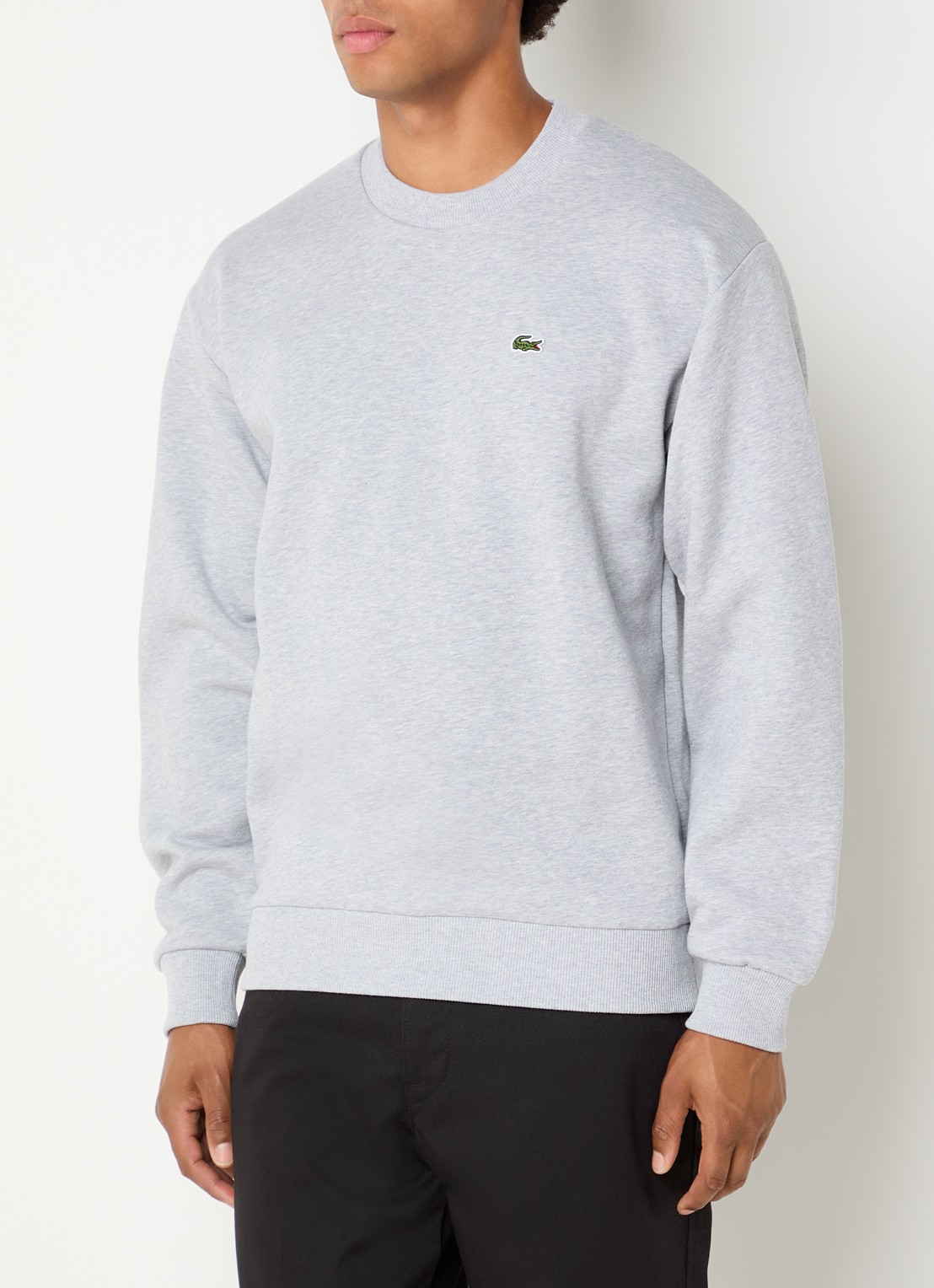 Lacoste Sweater met logo en ronde hals - detail 2 grijsmele