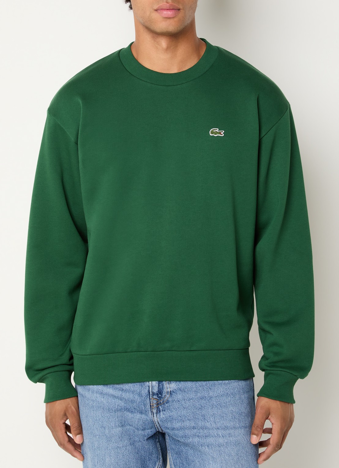 Lacoste Sweater met logo en ronde hals - detail 2 groen