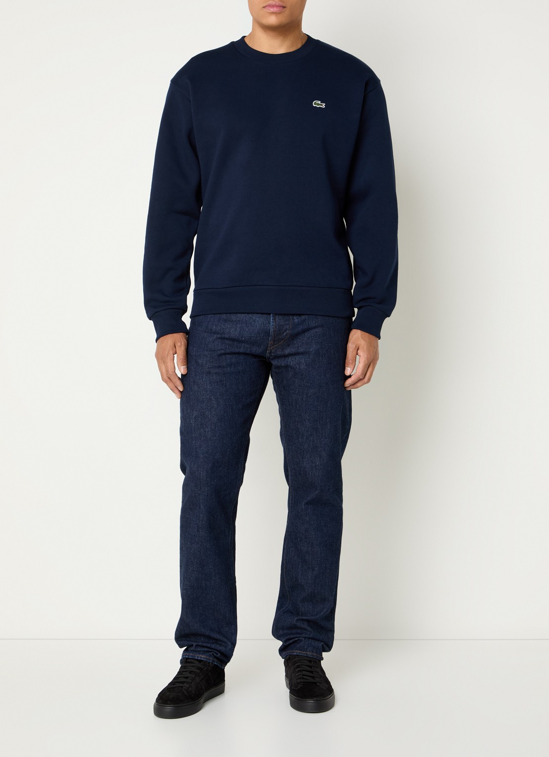Lacoste Sweater met logo en ronde hals - voorkant 4 donkerblauw