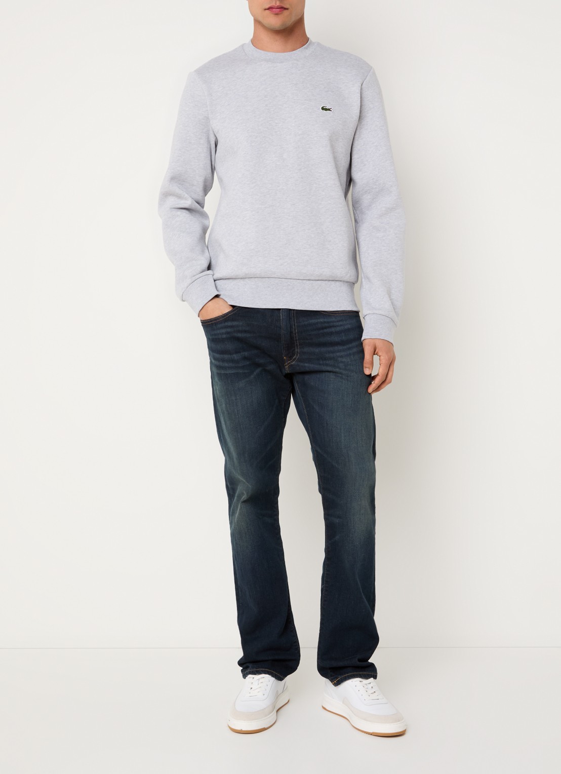 Lacoste Sweater met logo - voorkant 3 grijsmele