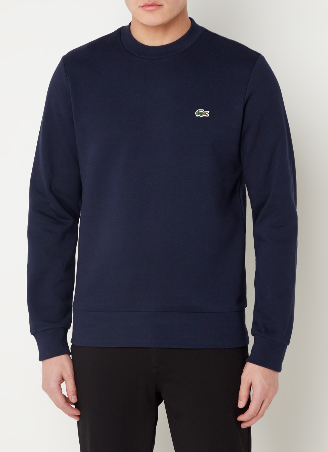 Lacoste Sweater met logo - detail donkerblauw