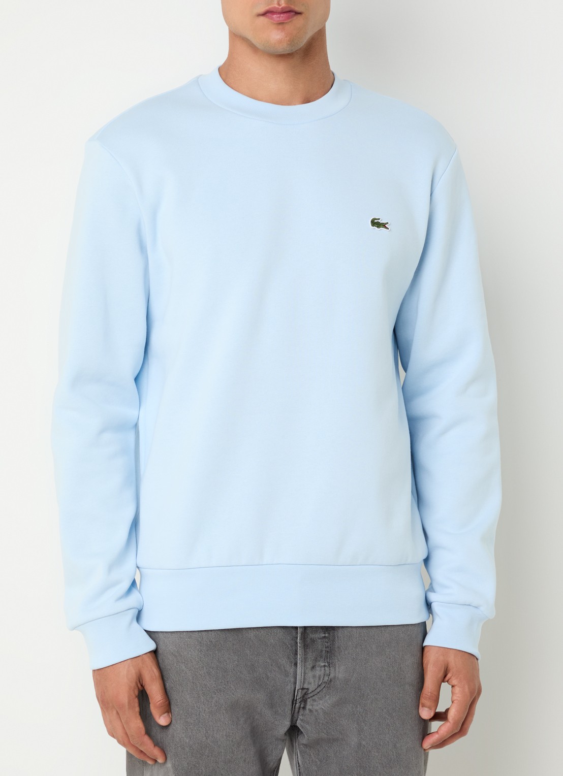 Lacoste Sweater met logo - detail lichtblauw