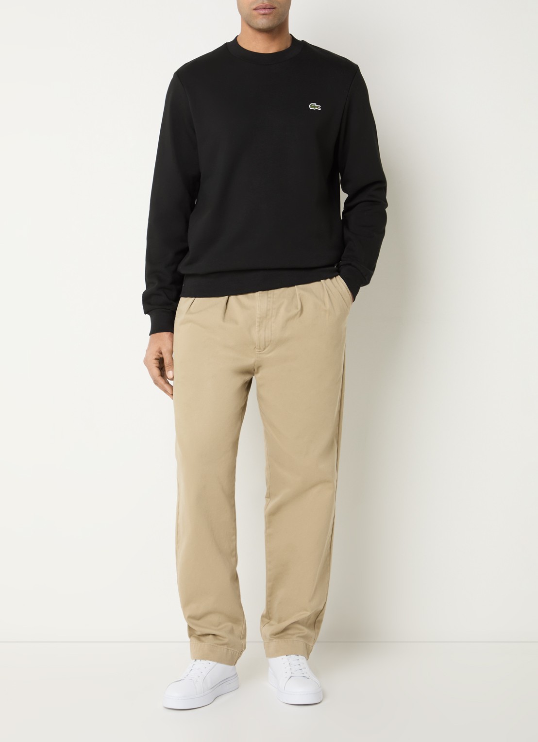 Lacoste Sweater met logo - voorkant 2 zwart