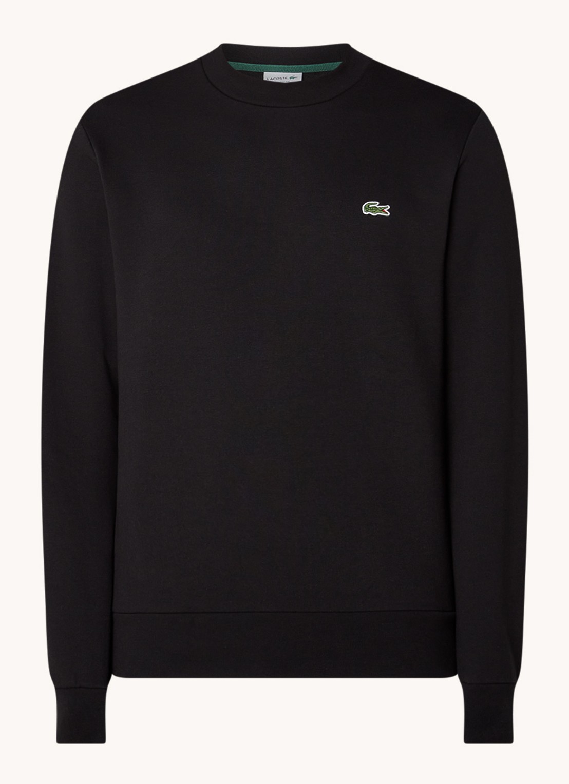 Lacoste Sweater met logoborduring - voorkant 2 zwart