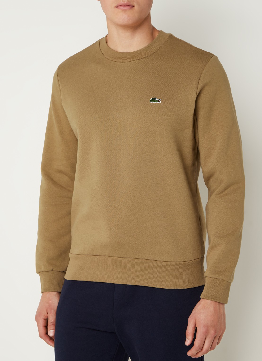Lacoste Sweater met logoborduring - detail lichtbruin