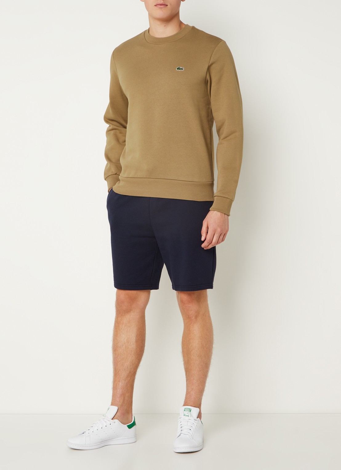 Lacoste Sweater met logoborduring - voorkant 3 lichtbruin