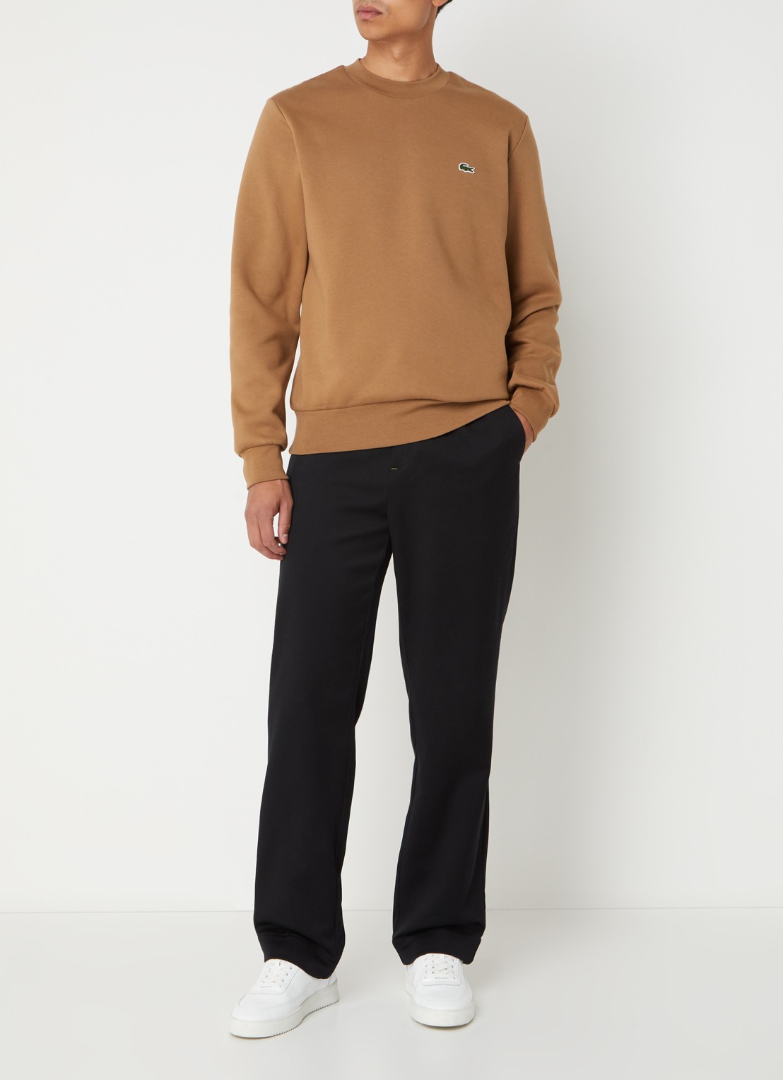 Lacoste Sweater met logoborduring - voorkant 4 camel