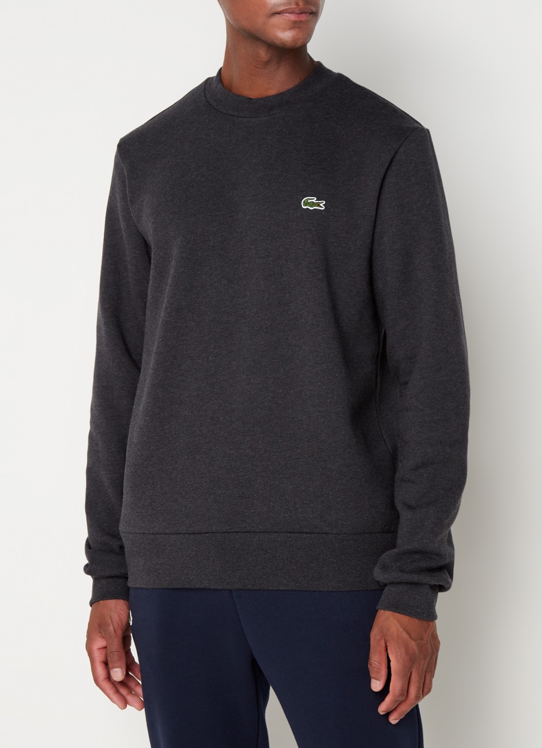 Lacoste Sweater met logoborduring - detail antraciet