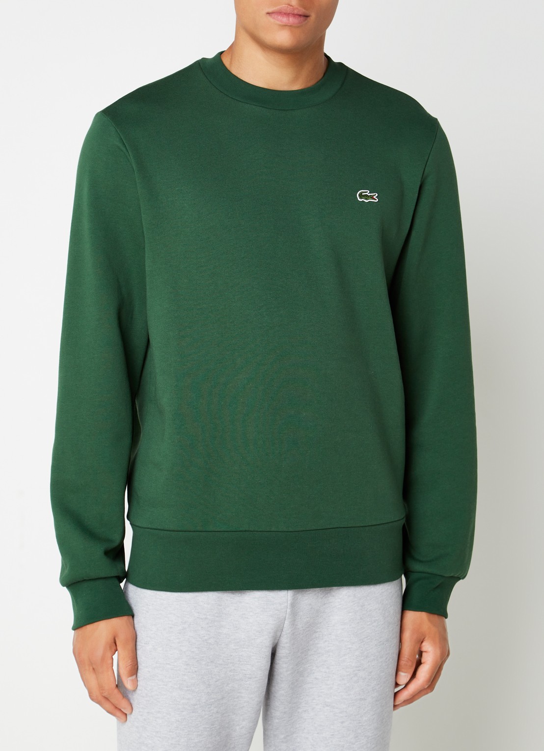 Lacoste Sweater met logoborduring - detail donkergroen