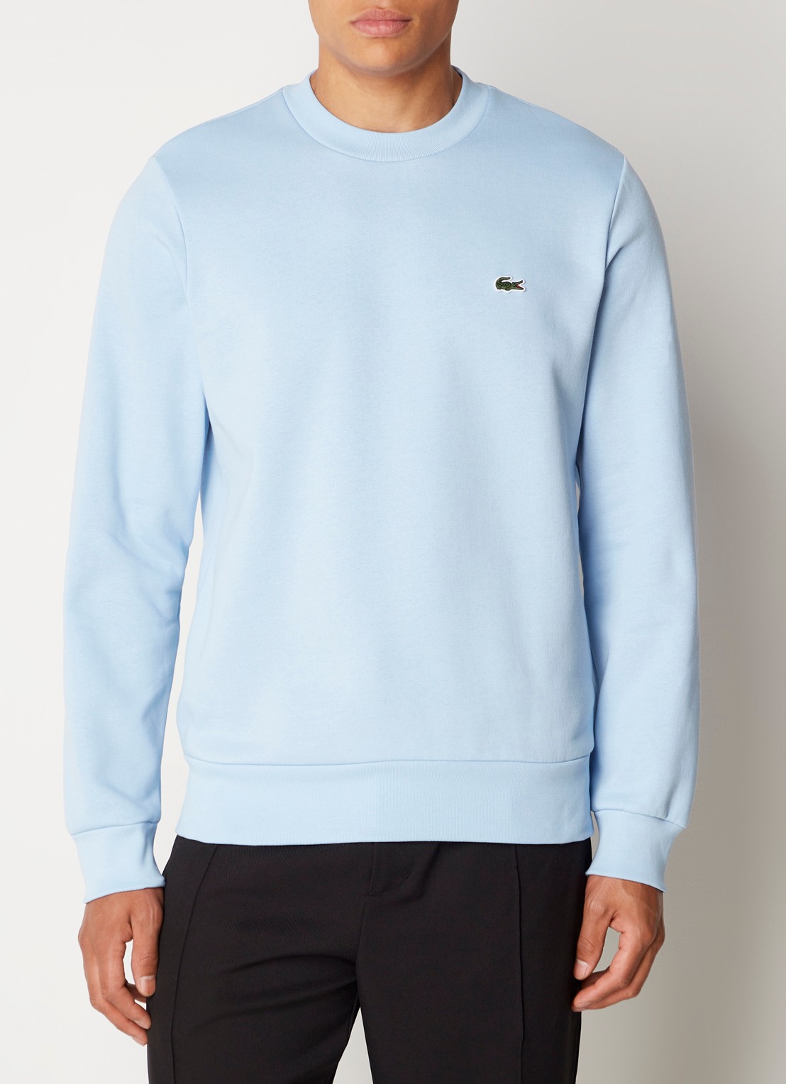 Lacoste Sweater met logoborduring - detail lichtblauw