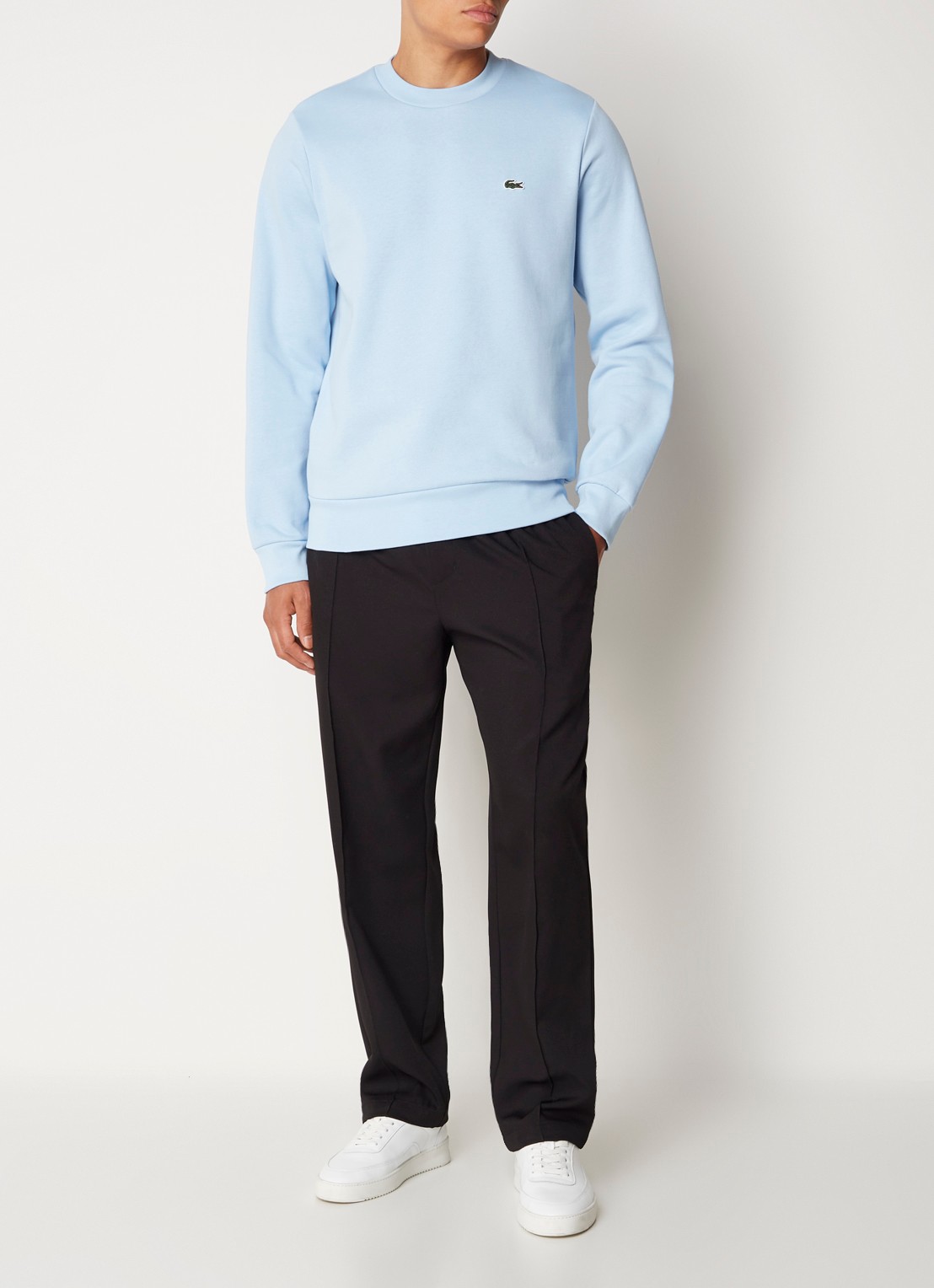 Lacoste Sweater met logoborduring - voorkant 3 lichtblauw