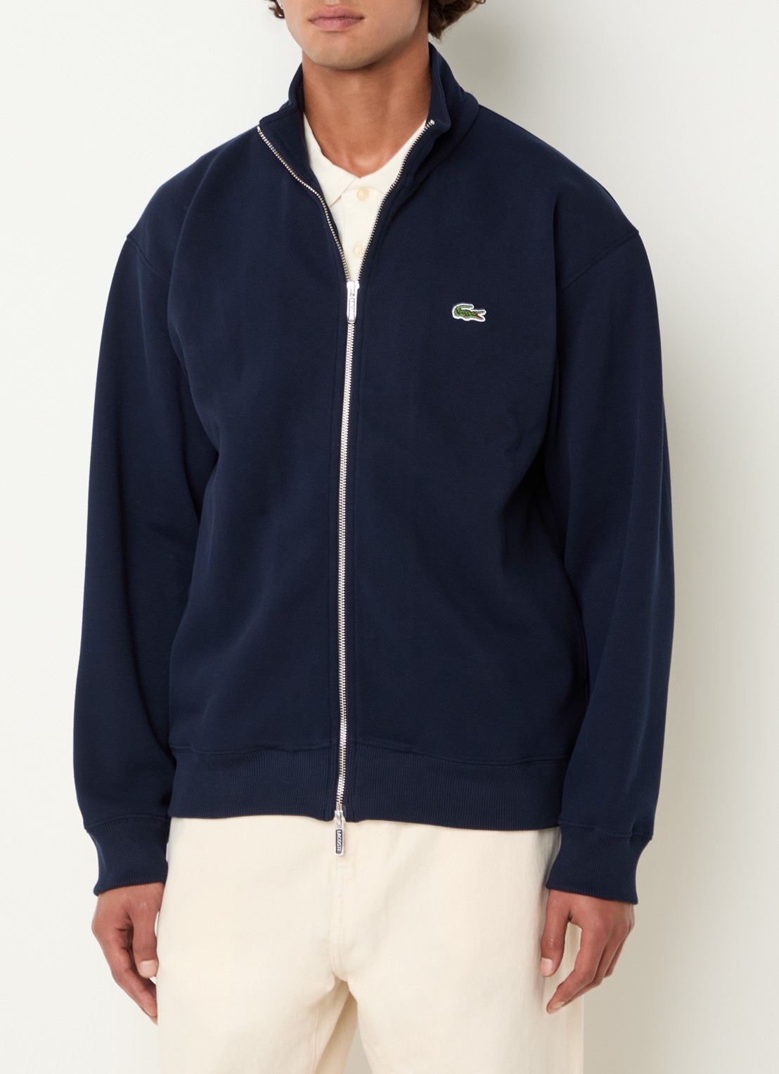 Lacoste Sweatvest met logo - detail 3 donkerblauw