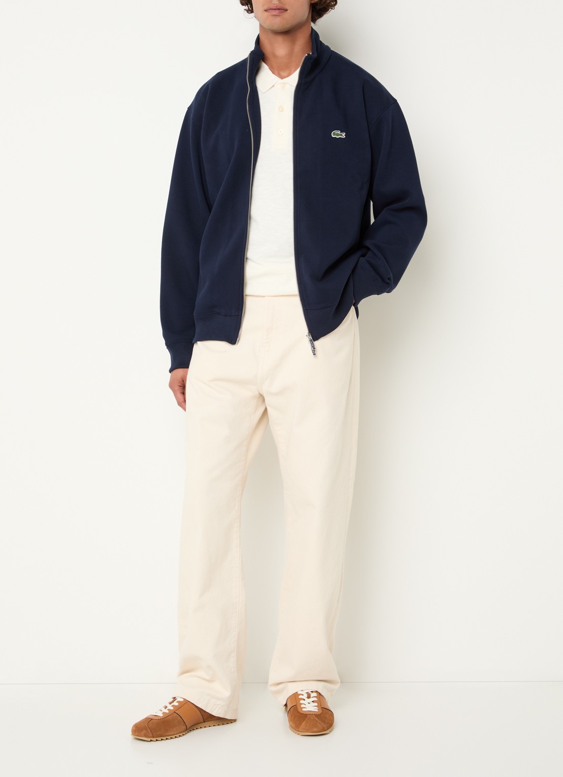 Lacoste Sweatvest met logo - voorkant 2 donkerblauw