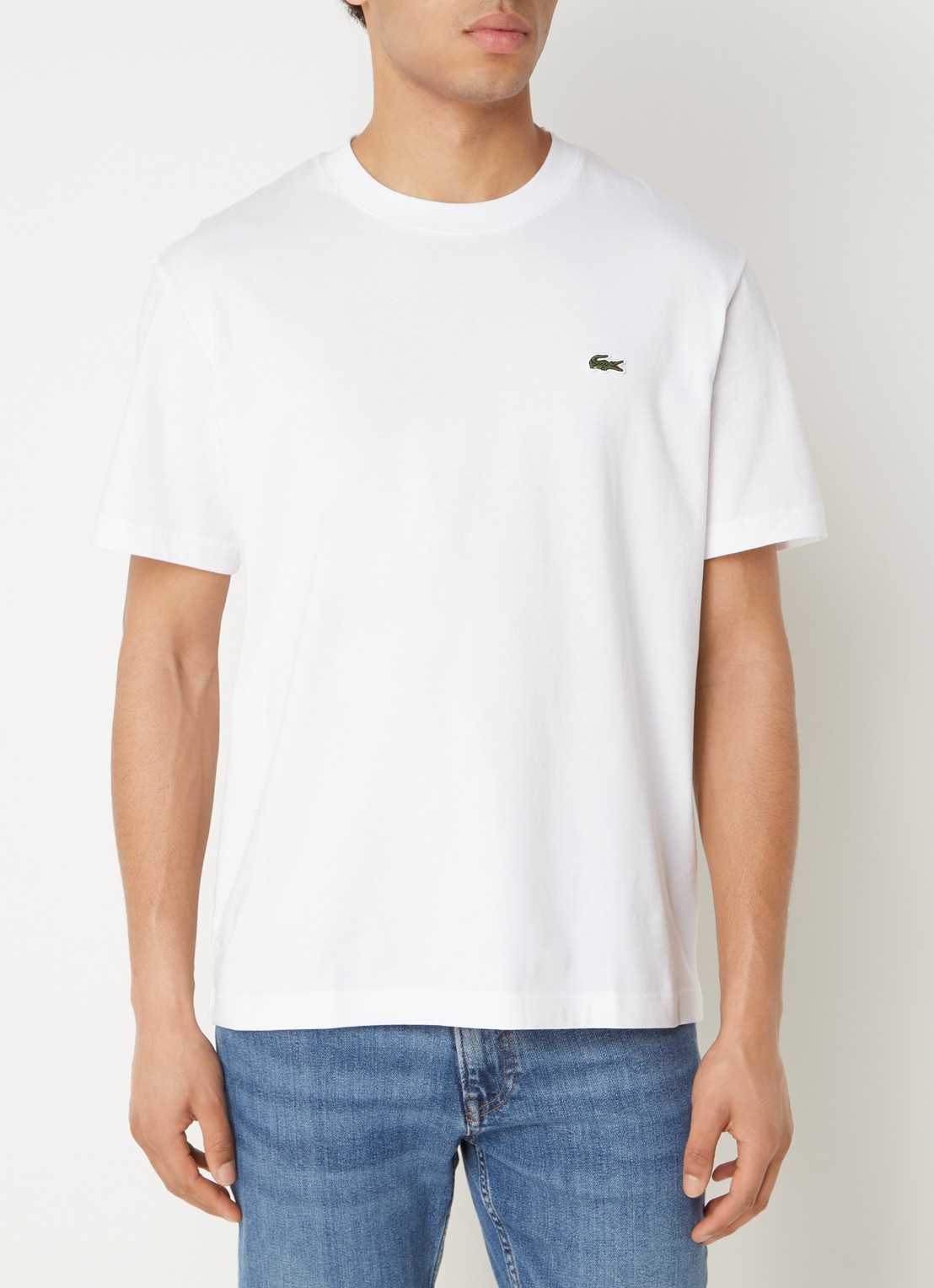 Lacoste T-shirt met logoborduring  - detail wit