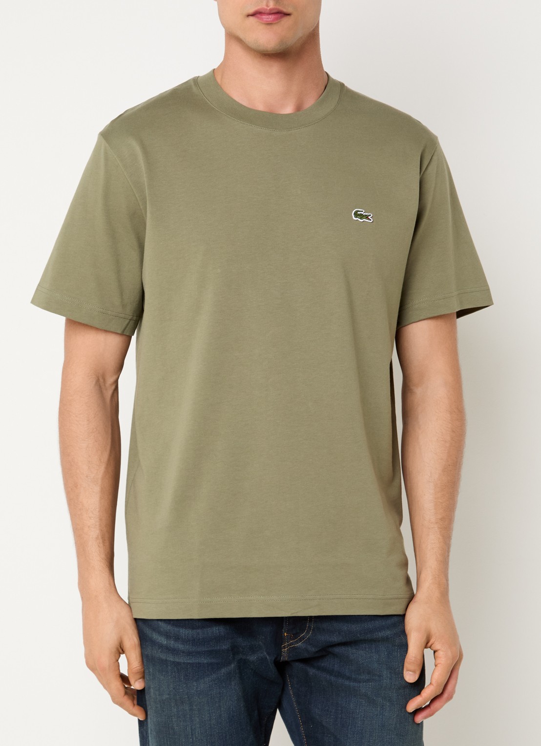 Lacoste T-shirt met logoborduring  - detail 3 olijfgroen