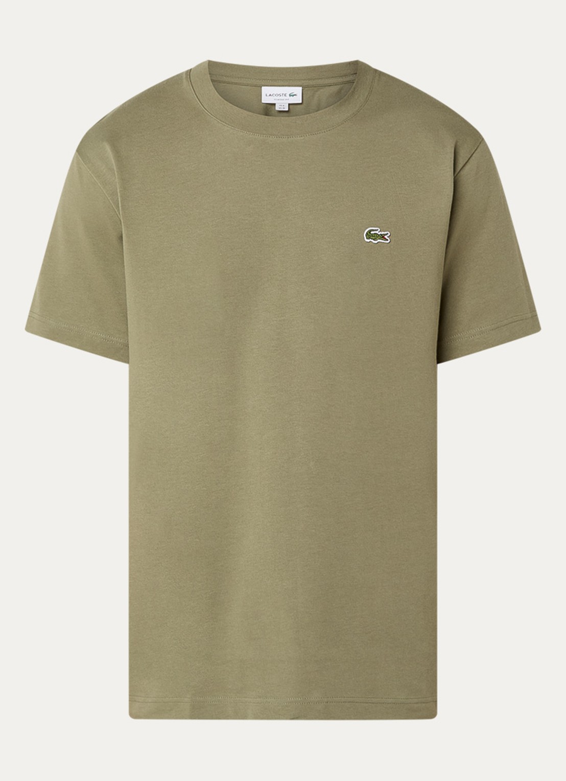 Lacoste T-shirt met logoborduring  - voorkant olijfgroen