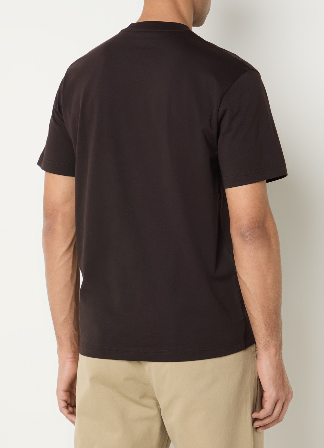 Lacoste T-shirt met logoborduring  - achterkant 3 buffle brown / bruin