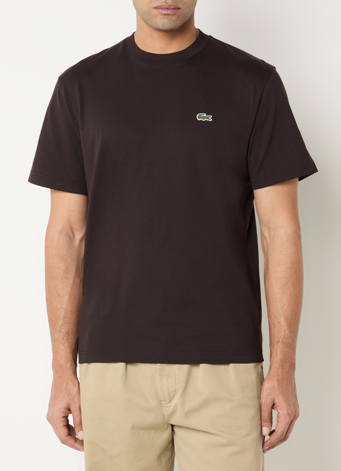 Lacoste T-shirt met logoborduring  - detail 4 buffle brown / bruin