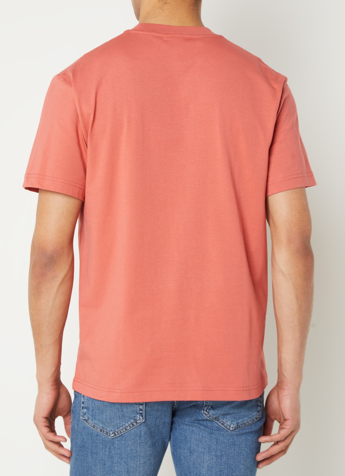 Lacoste T-shirt met logoborduring  - achterkant 4 koraalroze
