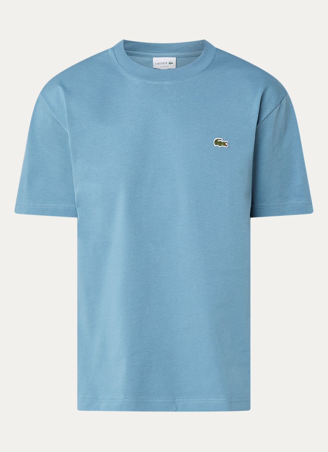 Lacoste T-shirt met logoborduring  - voorkant petrol
