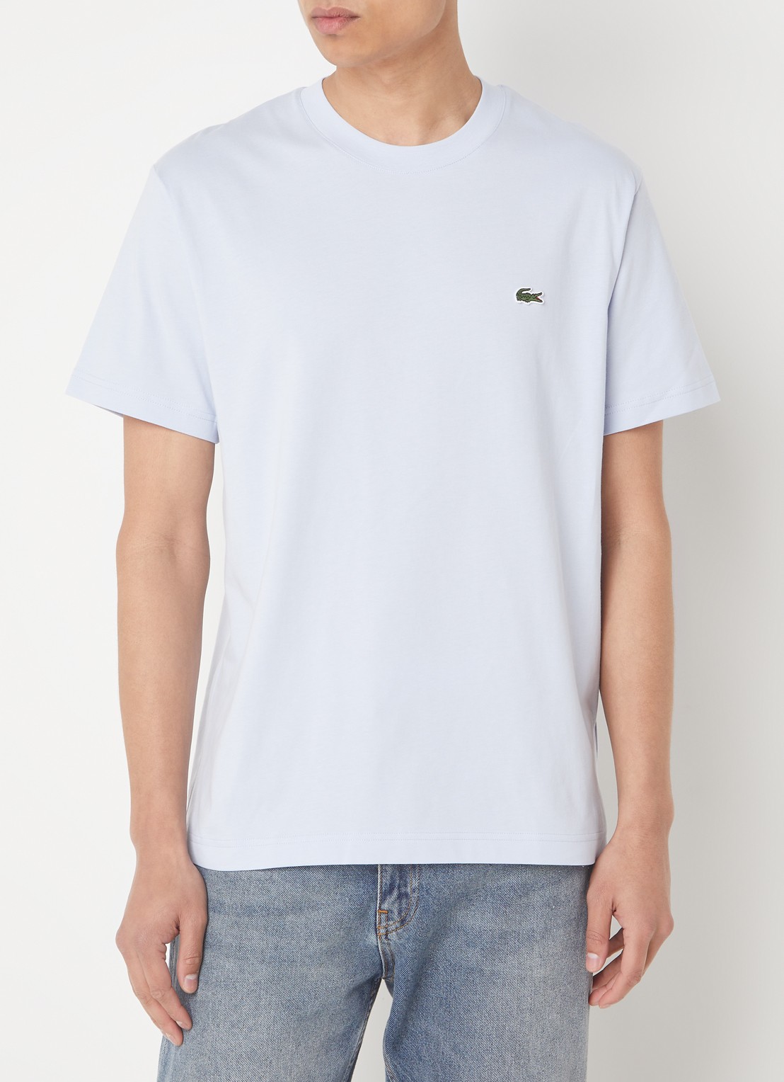 Lacoste T-shirt met logoborduring  - detail 4 lichtblauw