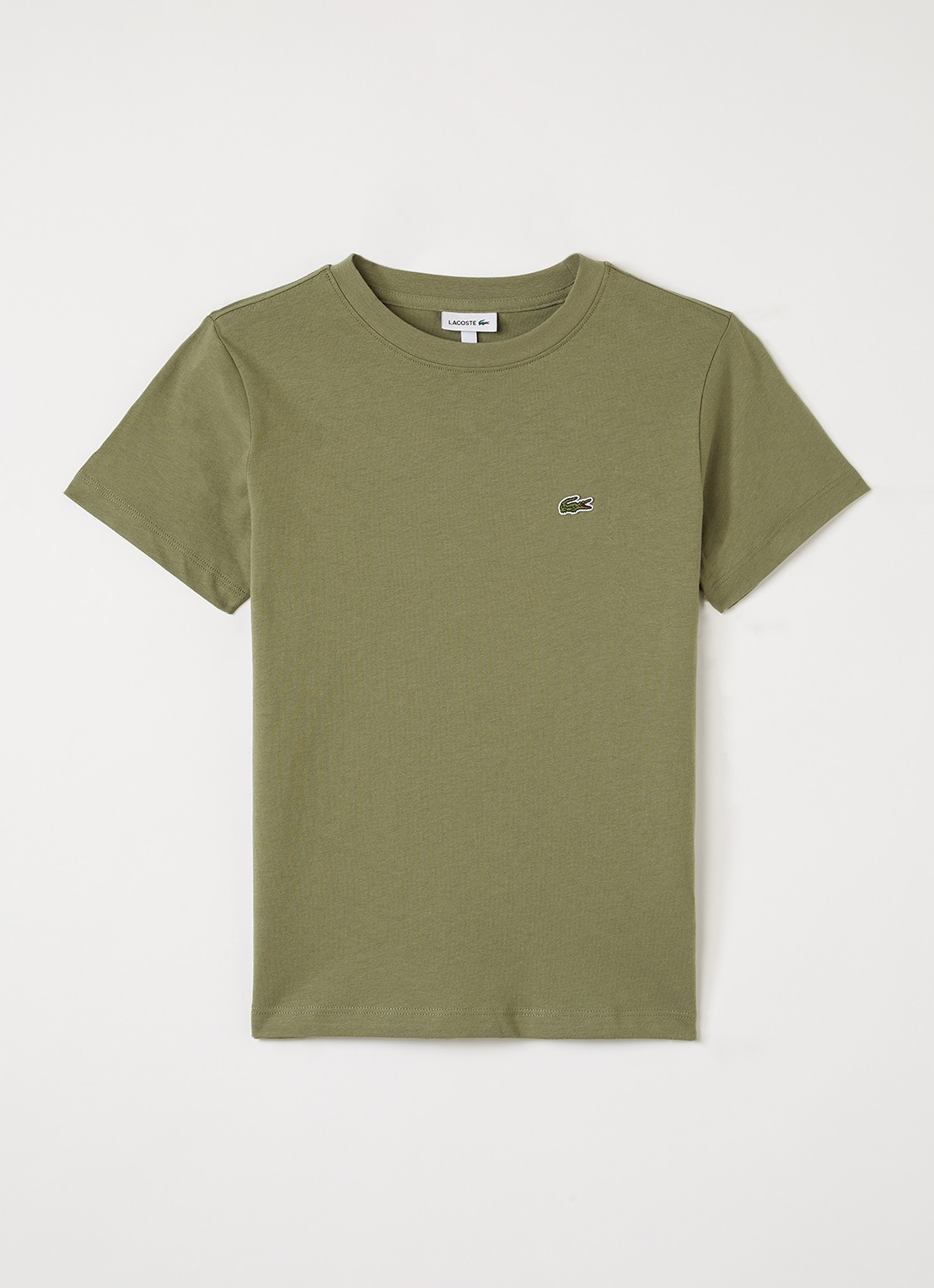 Lacoste T-shirt met logoborduring - voorkant olijfgroen
