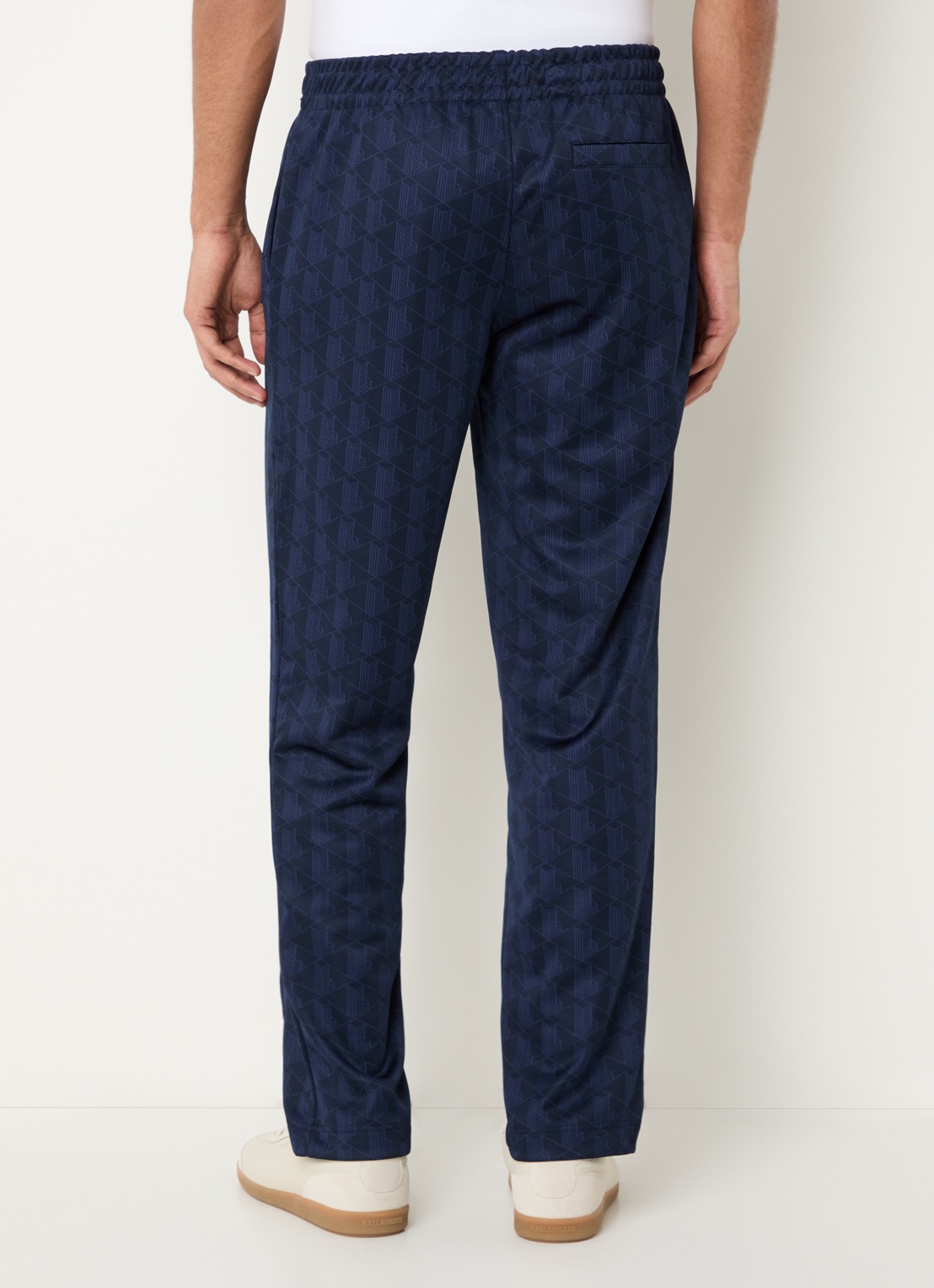 Lacoste Tonal straight fit broek met logoprint - achterkant donkerblauw