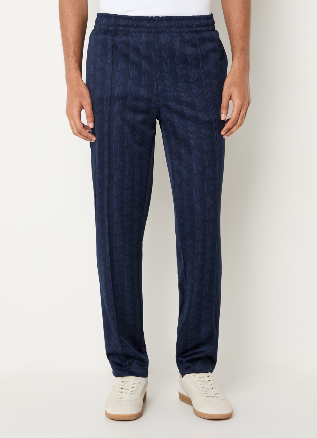 Lacoste Tonal straight fit broek met logoprint - detail 2 donkerblauw