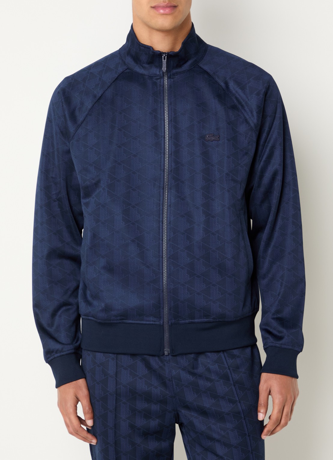 Lacoste Tonal sweatvest met logoprint - detail donkerblauw
