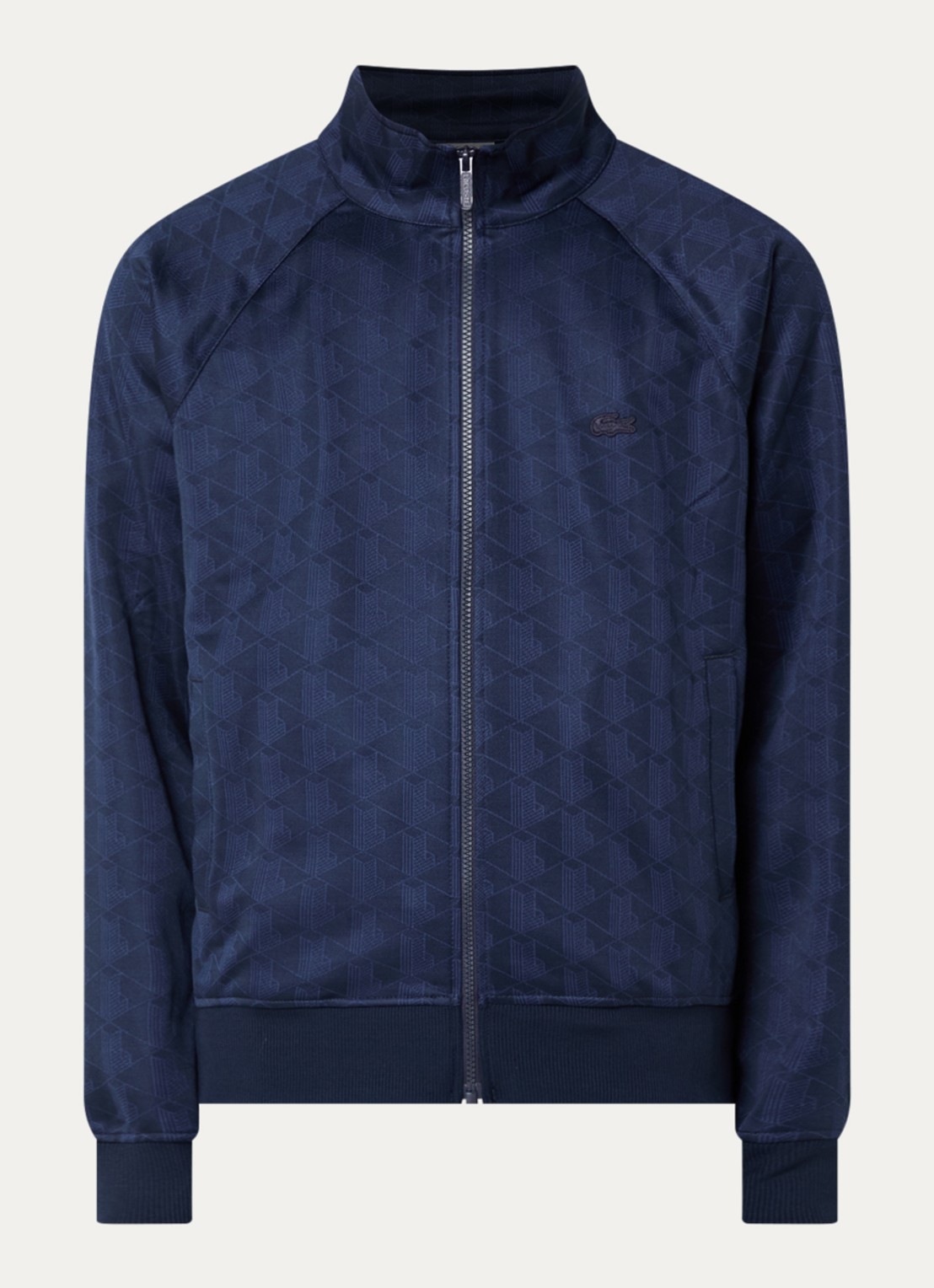 Lacoste Tonal sweatvest met logoprint - voorkant 3 donkerblauw