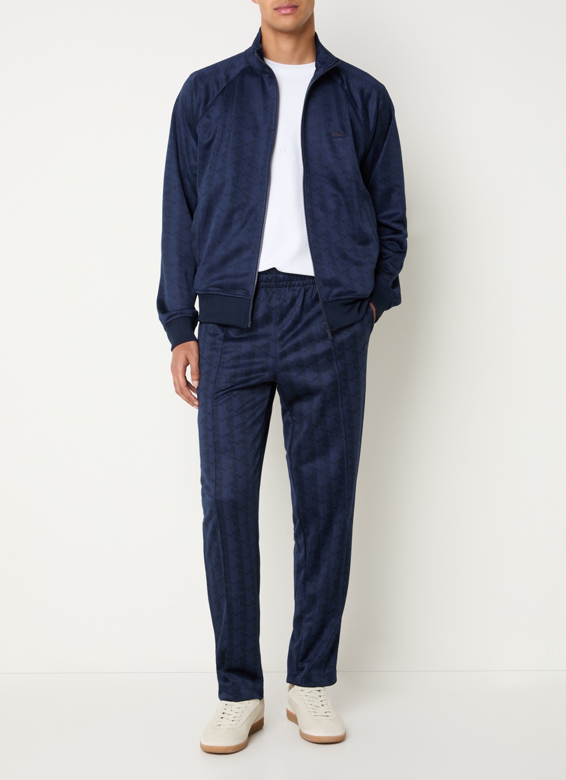 Lacoste Tonal sweatvest met logoprint - voorkant 4 donkerblauw