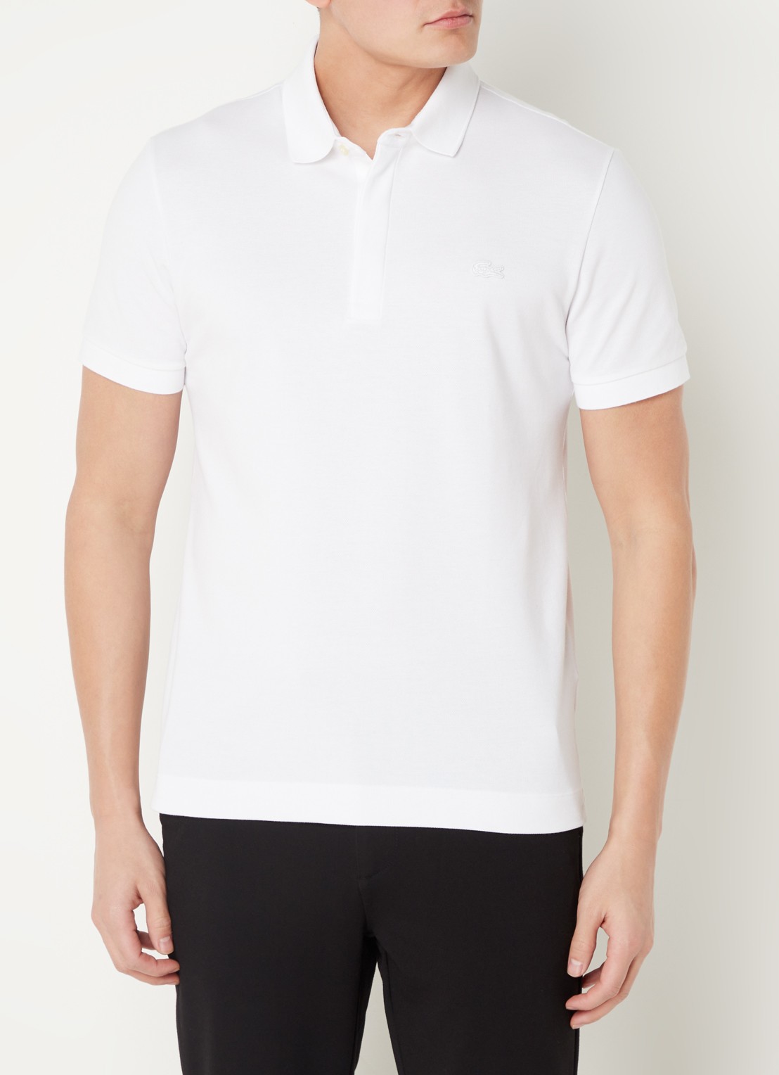 Lacoste Tone-On-Tone regular fit polo van piqué katoen - detail 4 wit