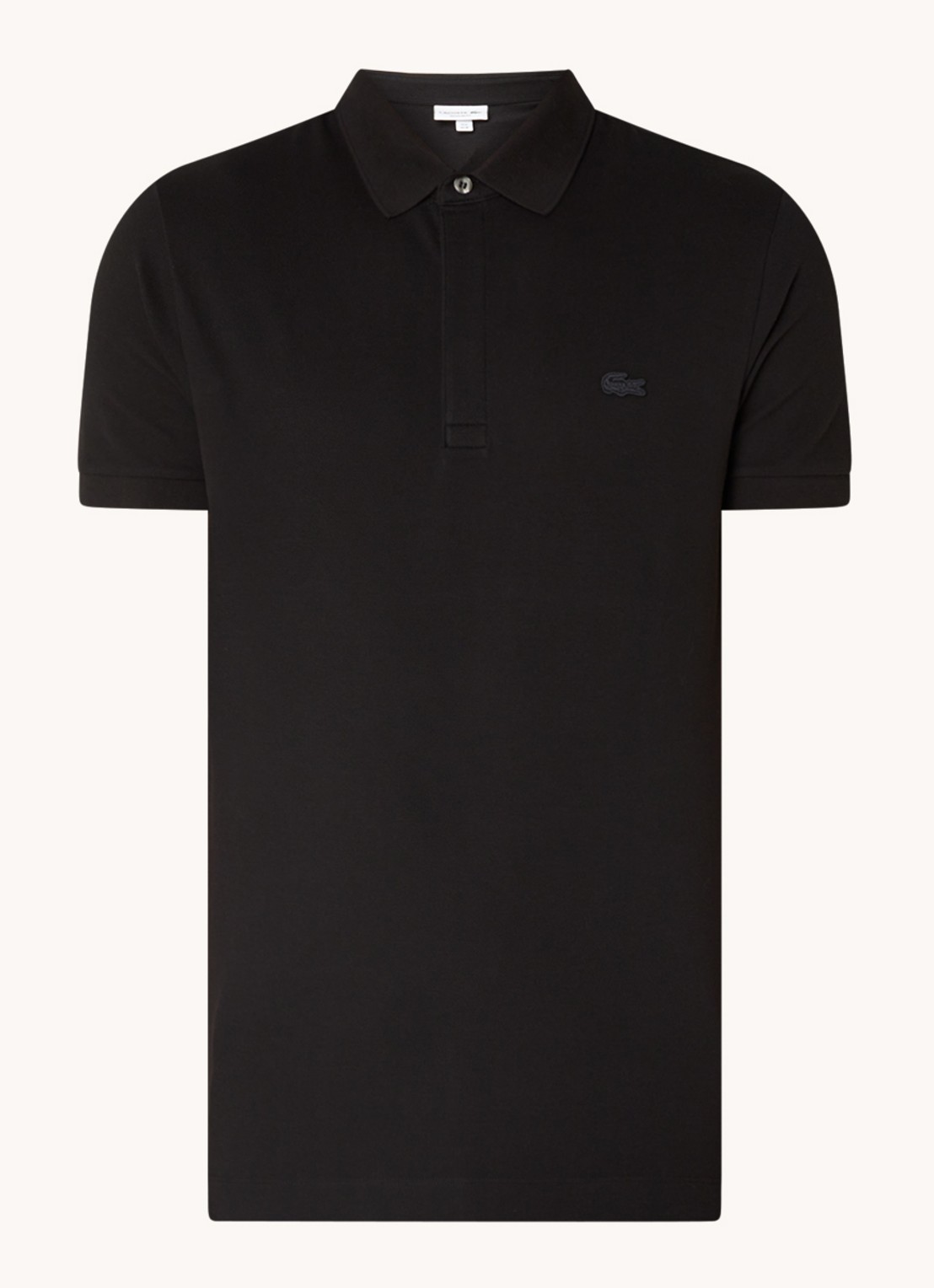 Lacoste Tone-On-Tone regular fit polo van piqué katoen - voorkant 2 zwart