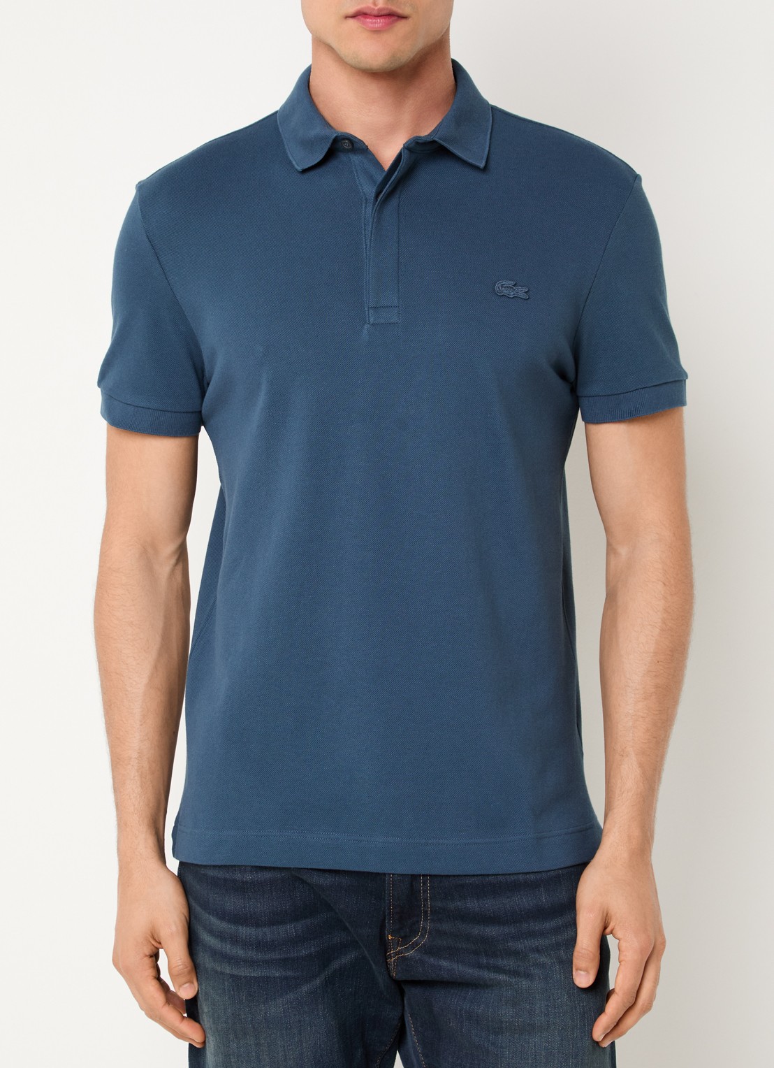 Lacoste Tone-On-Tone regular fit polo van piqué katoen - detail 2 petrol