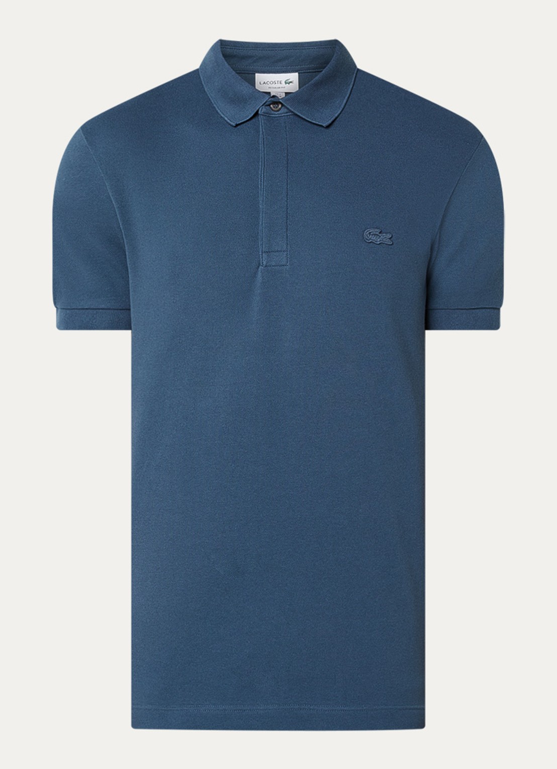 Lacoste Tone-On-Tone regular fit polo van piqué katoen - voorkant 3 petrol
