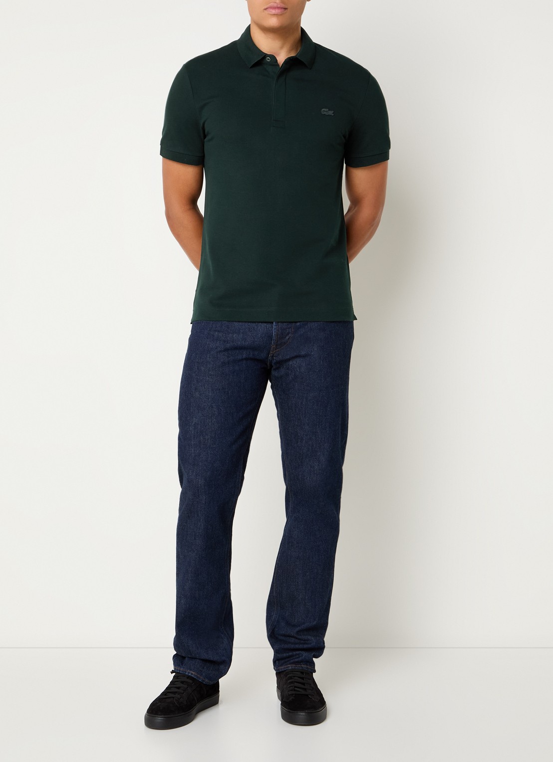 Lacoste Tone-On-Tone regular fit polo van piqué katoen - voorkant 2 donkergroen