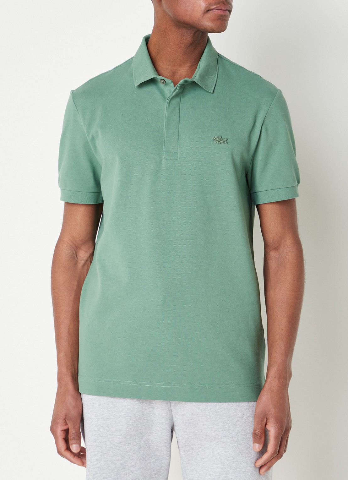 Lacoste Tone-On-Tone regular fit polo van piqué katoen - detail 4 olijfgroen