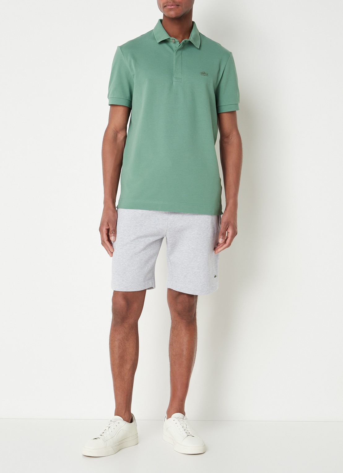 Lacoste Tone-On-Tone regular fit polo van piqué katoen - voorkant 3 olijfgroen