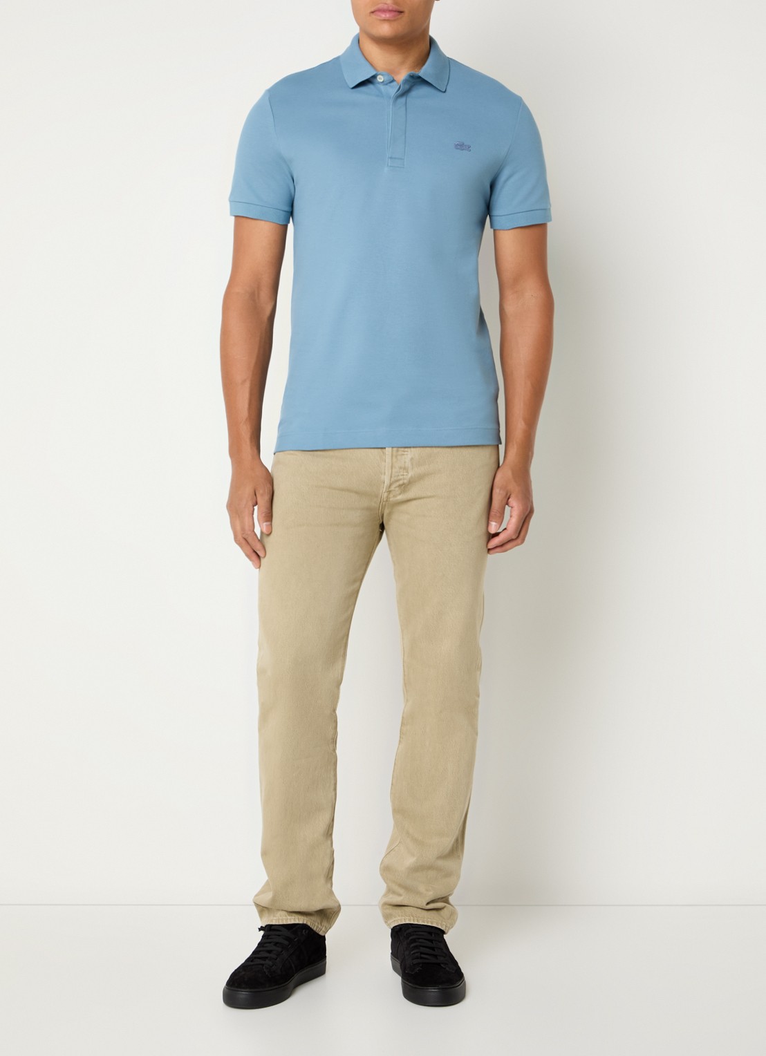 Lacoste Tone-On-Tone regular fit polo van piqué katoen - voorkant 3 blauw