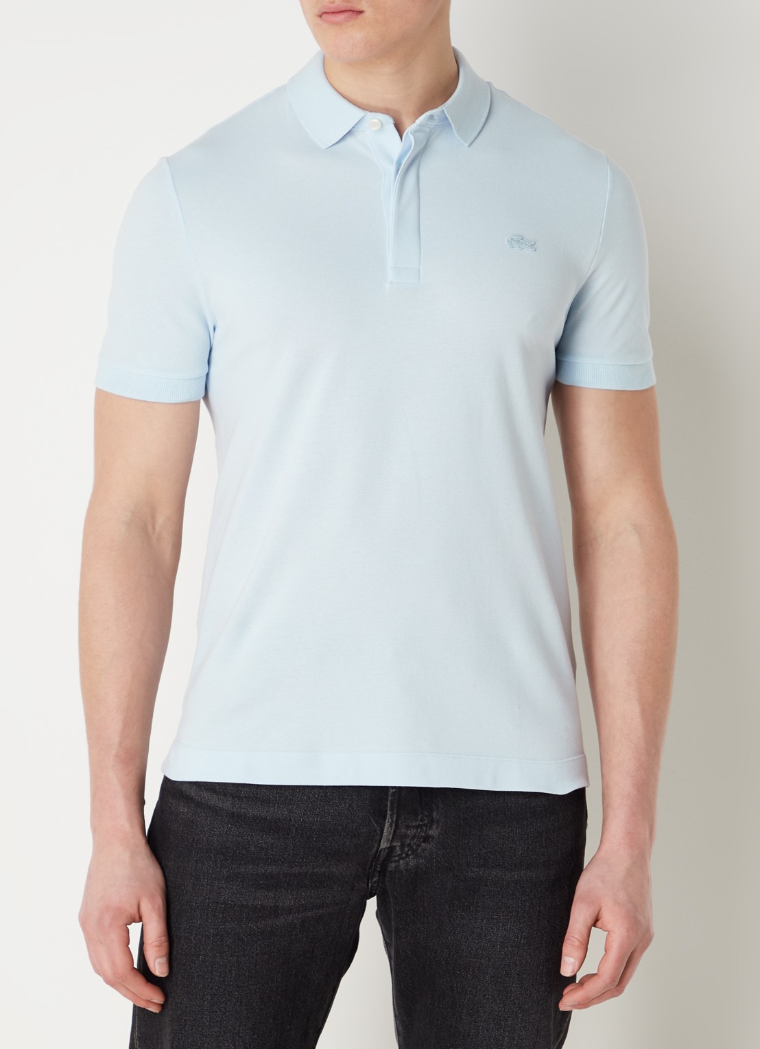 Lacoste Tone-On-Tone regular fit polo van piqué katoen - detail 2 lichtblauw