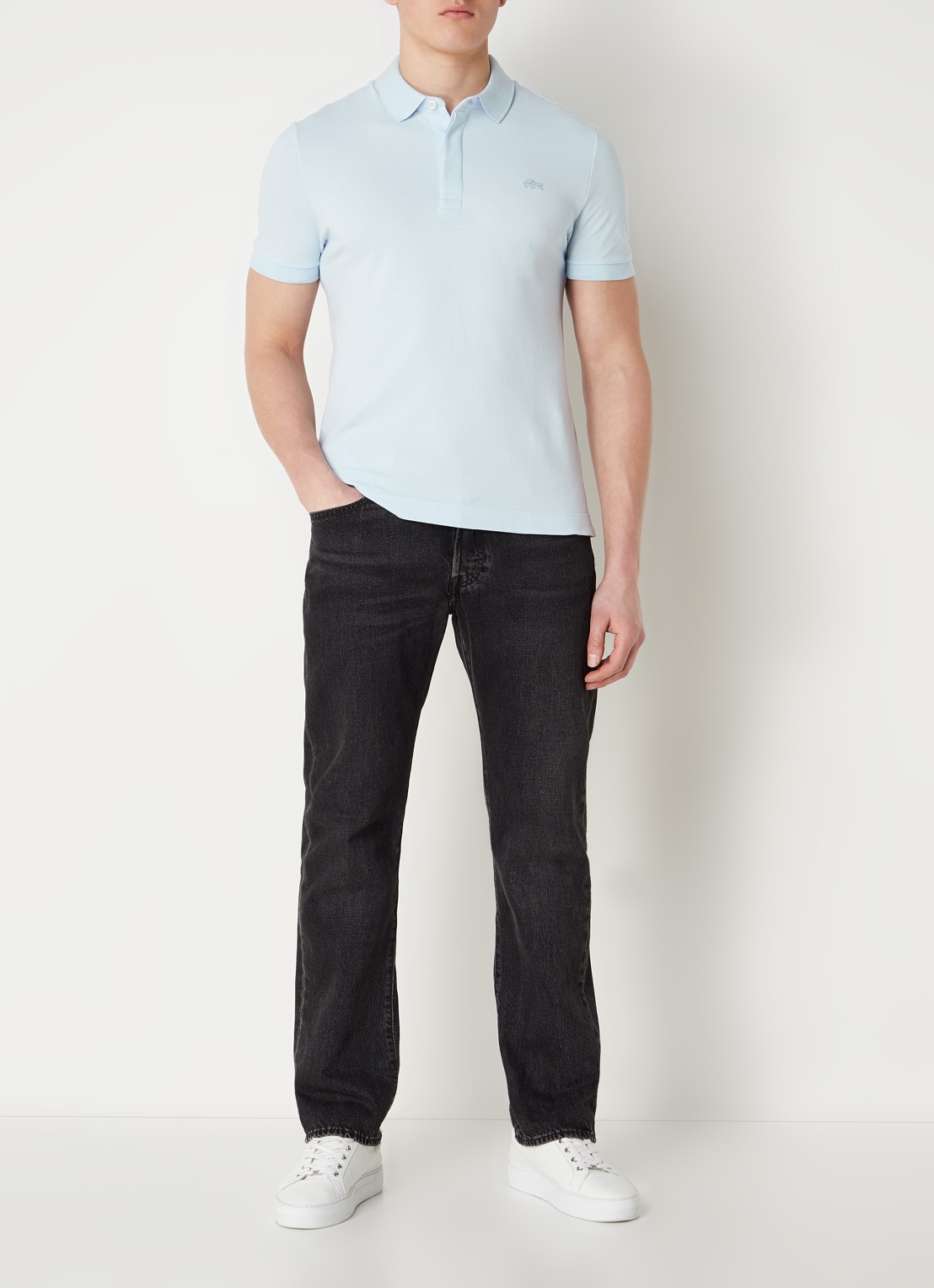 Lacoste Tone-On-Tone regular fit polo van piqué katoen - voorkant 4 lichtblauw