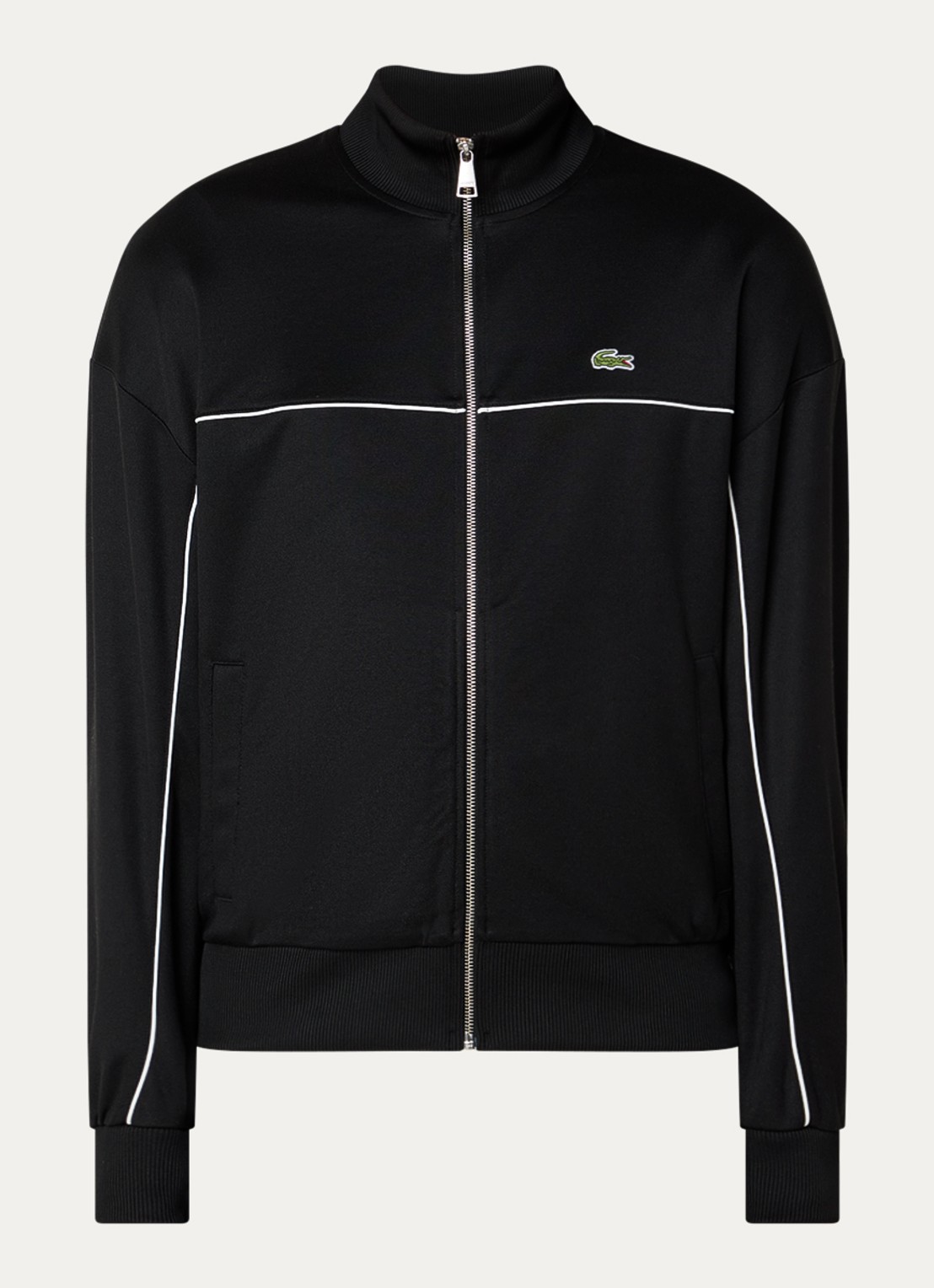 Lacoste Trackvest met logo en steekzakken - voorkant 2 zwart
