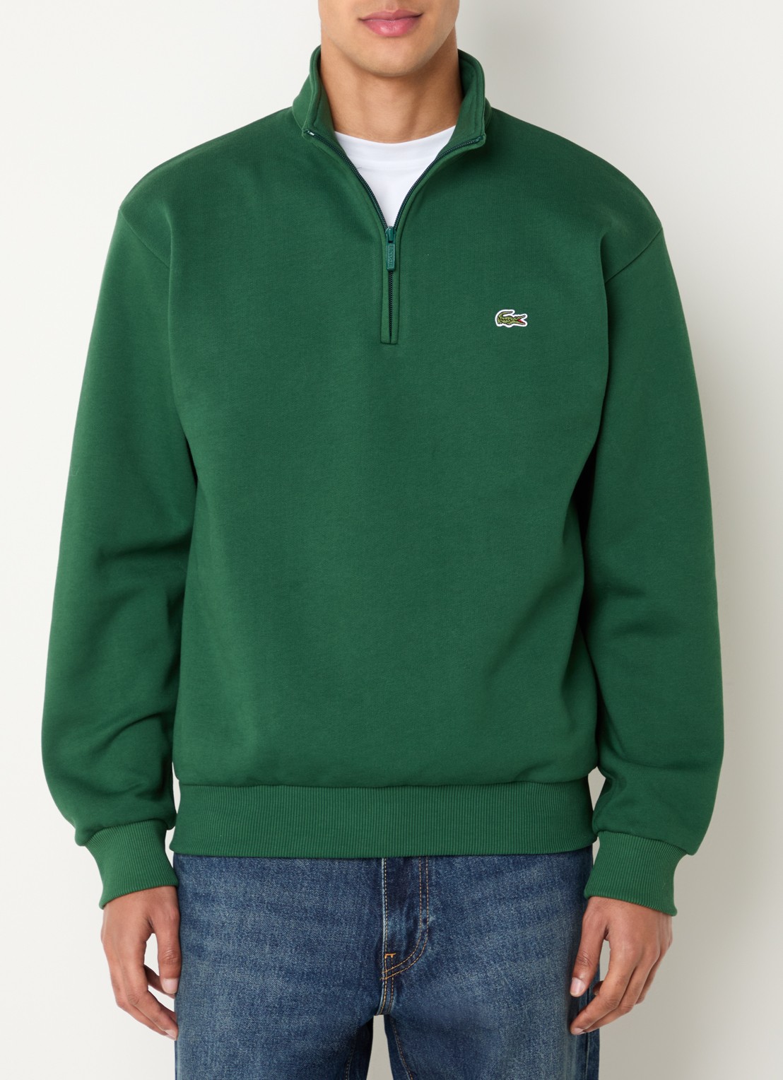 Lacoste Trui met halve rits - detail 2 donkergroen