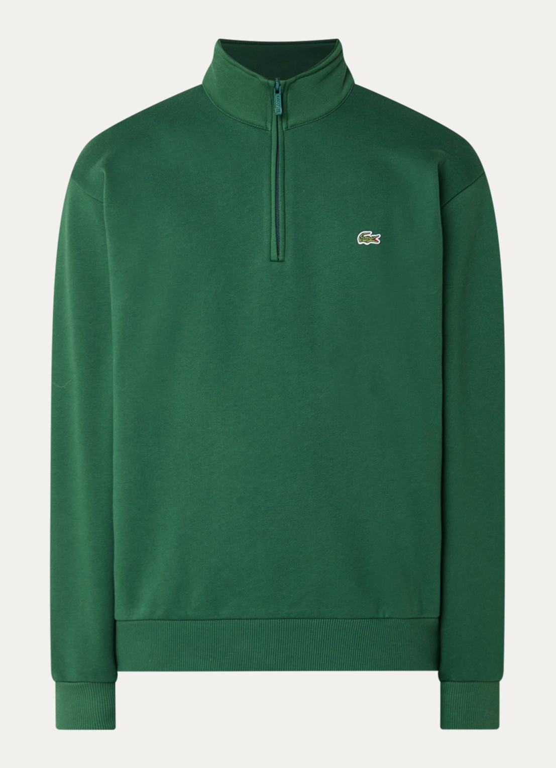 Lacoste Trui met halve rits - voorkant 3 donkergroen