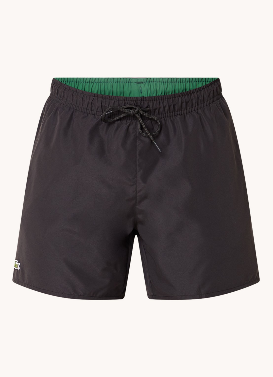 Lacoste Uni zwemshorts met logo en steekzakken - voorkant 2 zwart