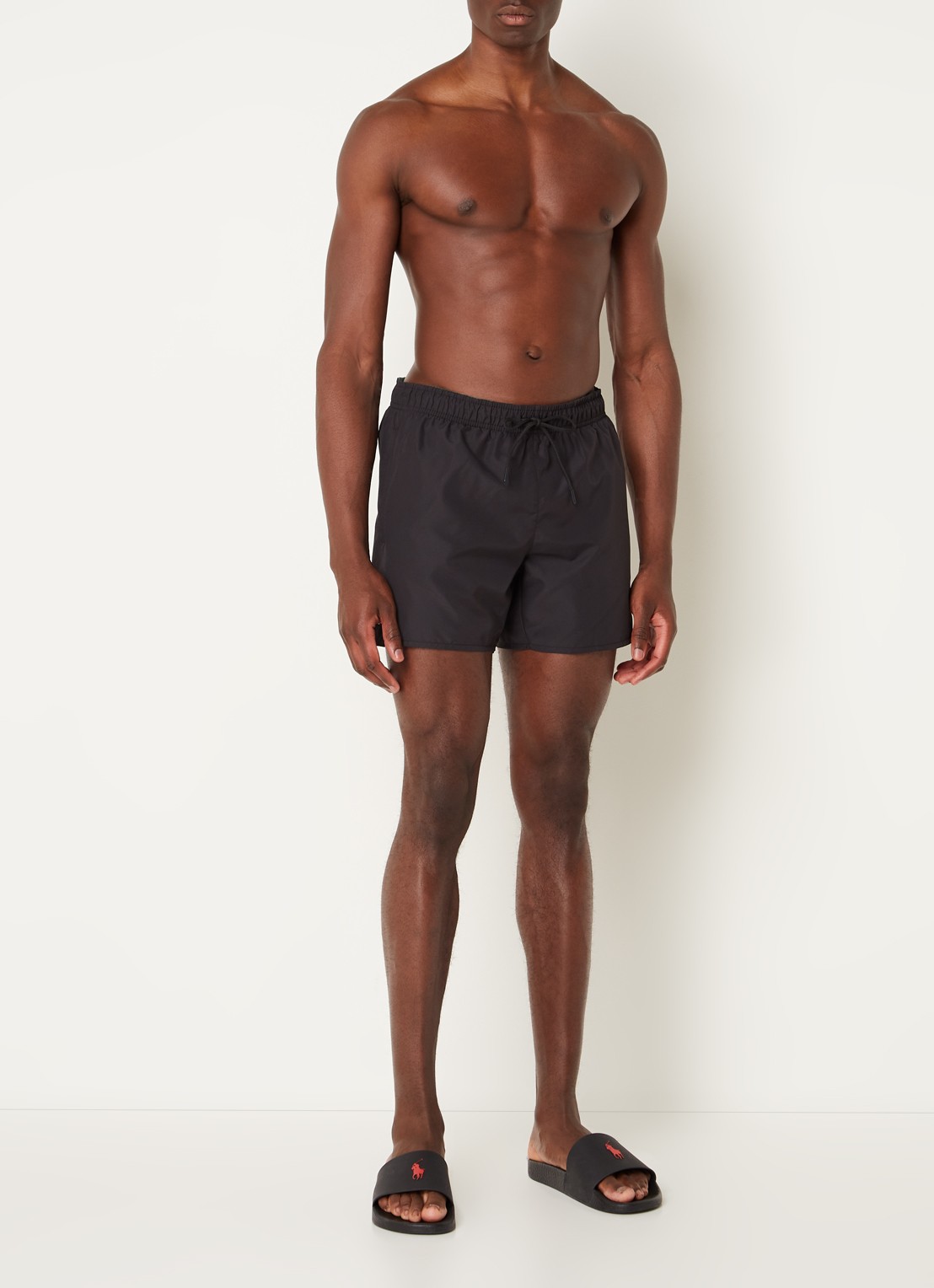 Lacoste Uni zwemshorts met logo en steekzakken - voorkant 3 zwart