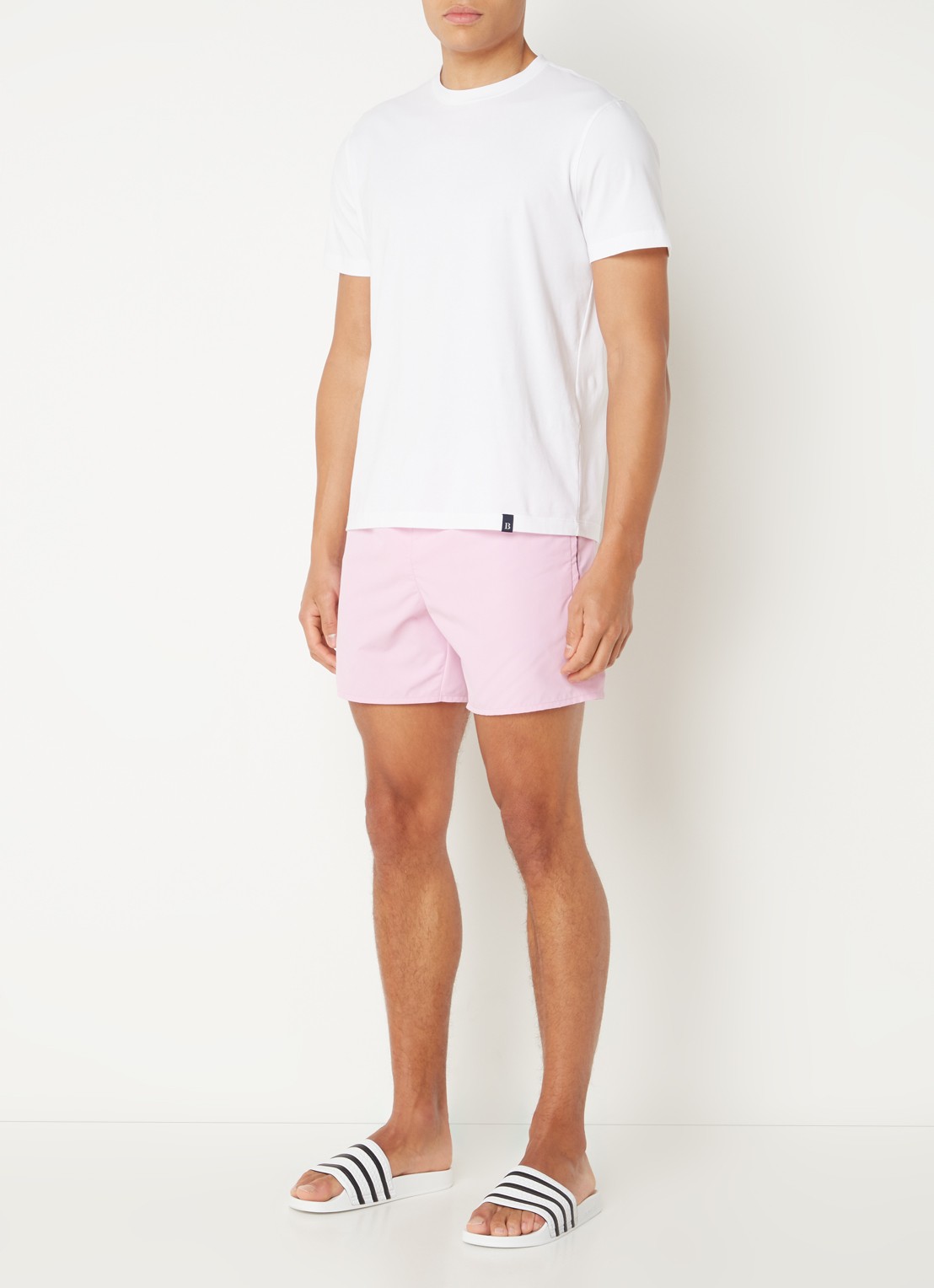 Lacoste Uni zwemshorts met logo en steekzakken - voorkant 2 lichtroze