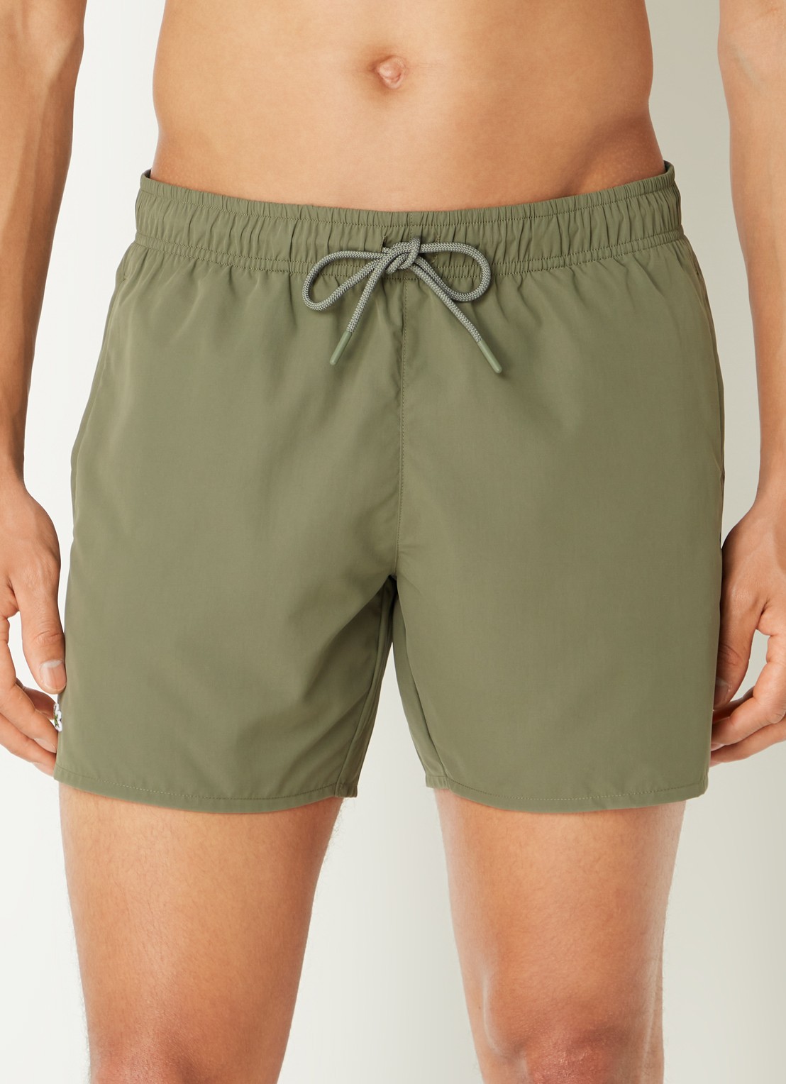 Lacoste Uni zwemshorts met logo en steekzakken - detail 4 olijfgroen