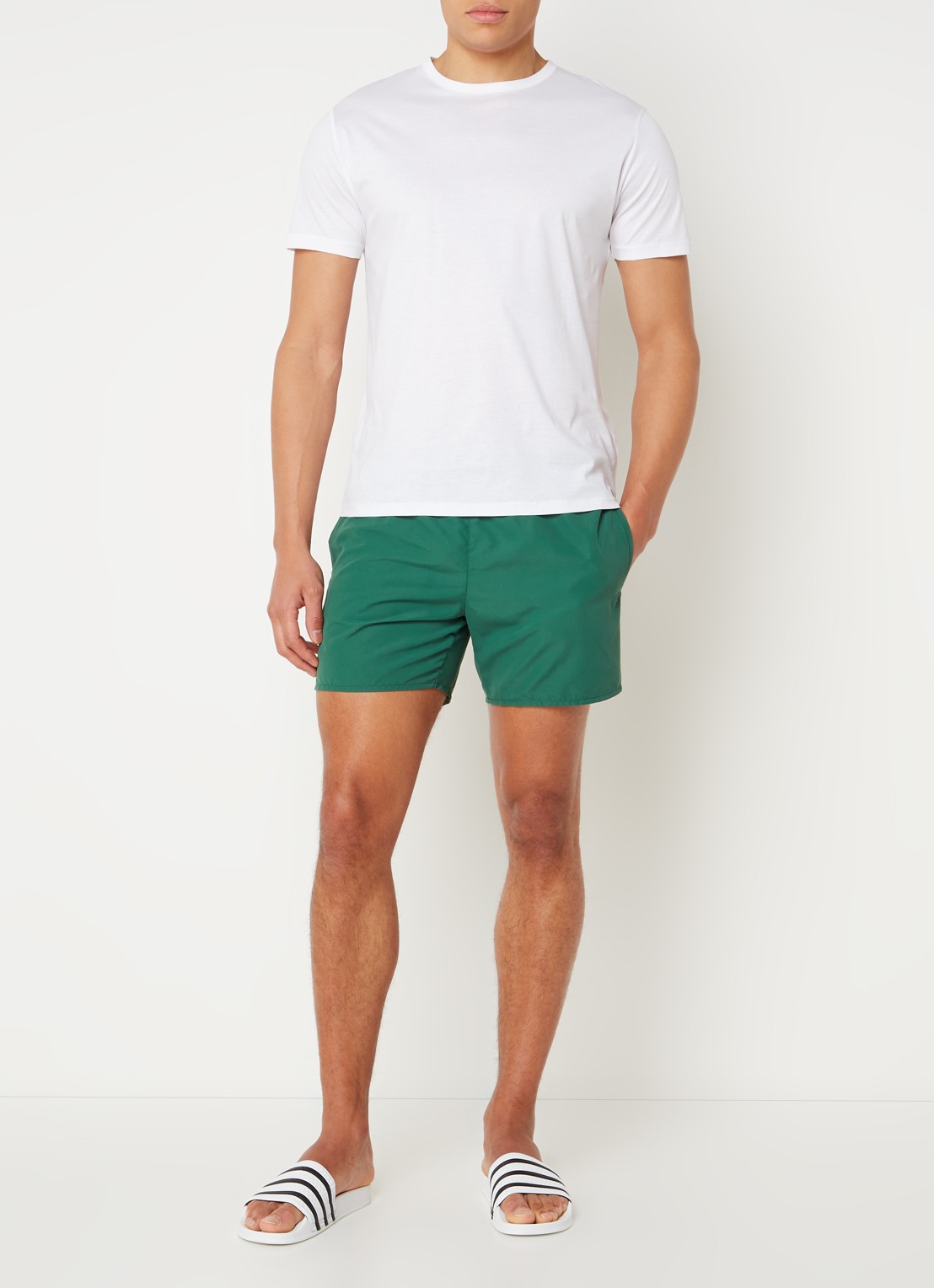 Lacoste Uni zwemshorts met logo en steekzakken - voorkant 4 donkergroen