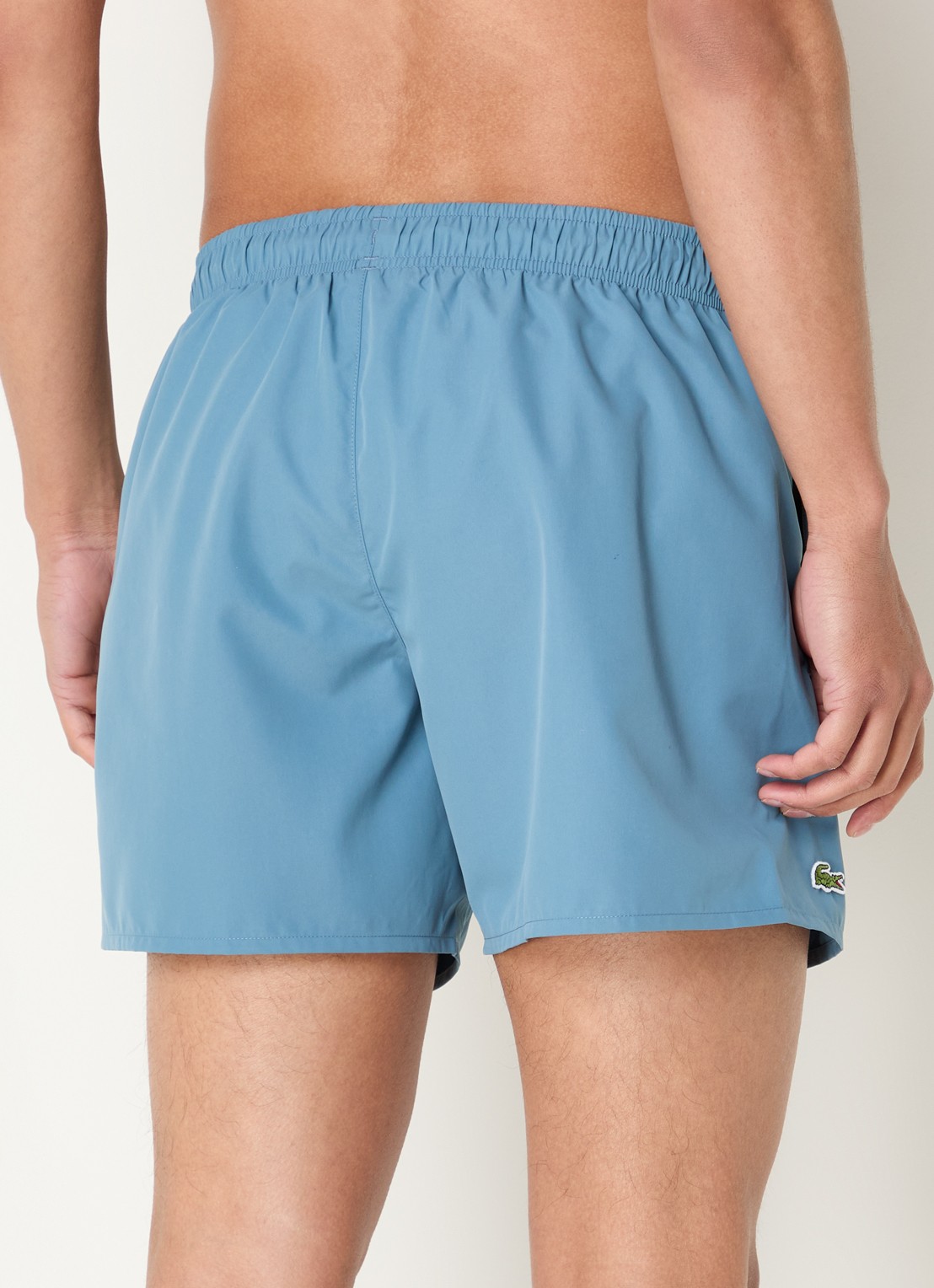Lacoste Uni zwemshorts met logo en steekzakken - achterkant blauwgrijs